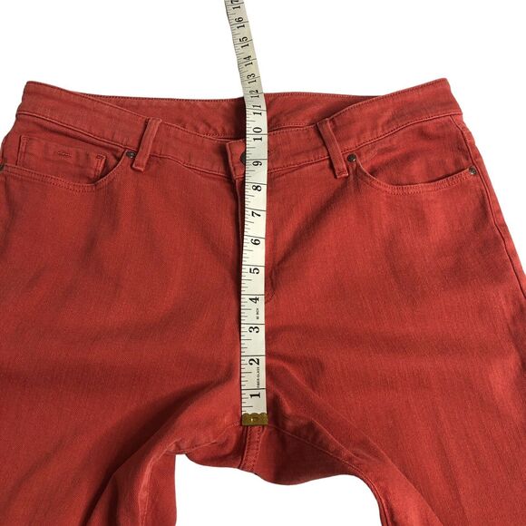 LL Bean Jeans Womens Petite 10 Red Orange Favorite Fit Crop Mid Rise Tapered Leg - Picture 12 of 13